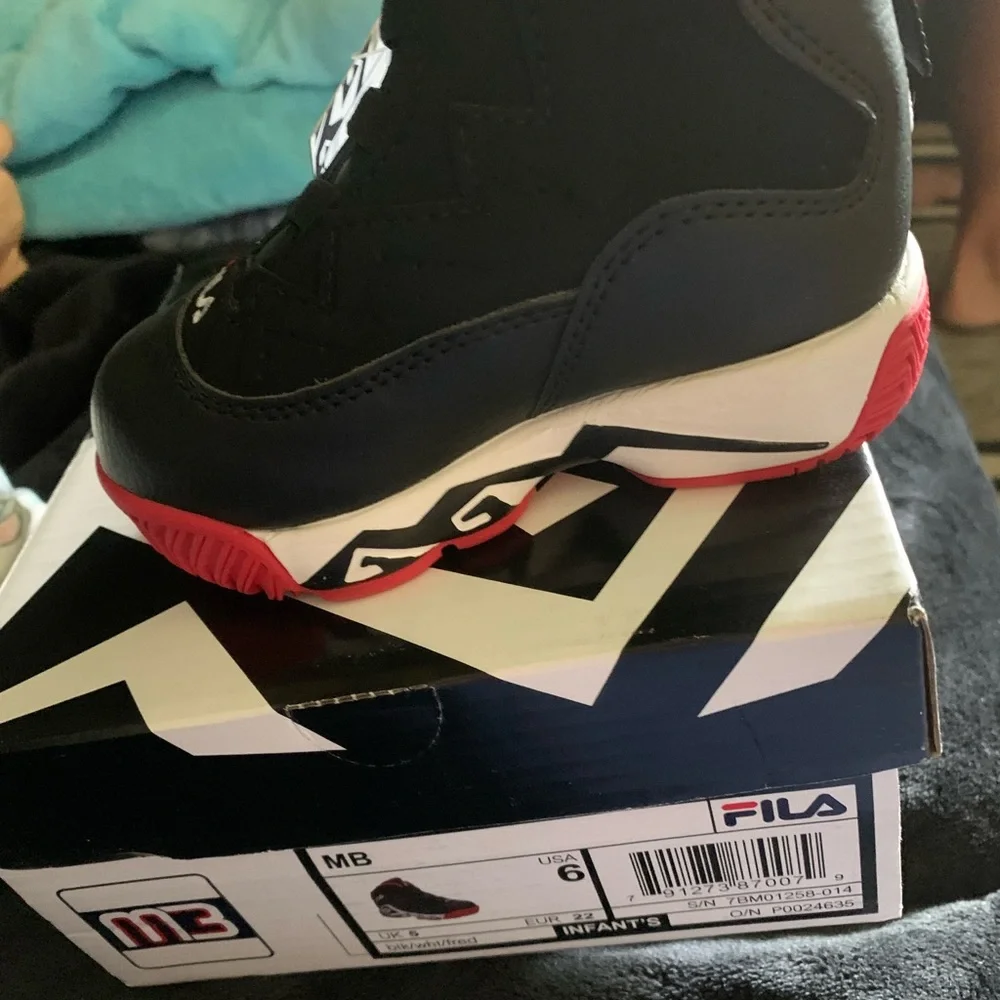 Fila Kids Black and Red High-Top Sneakers